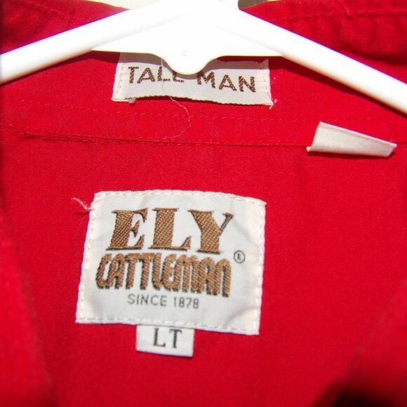 Ely Cattleman Short Sleeve Pearl Snap Western Rodeo Shirt Sz LT Tall Man - Picture 4 of 5